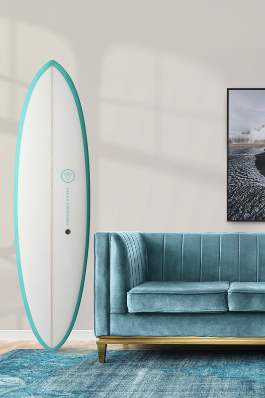 Decoration Surfboard - Beaver - White Deck Teal