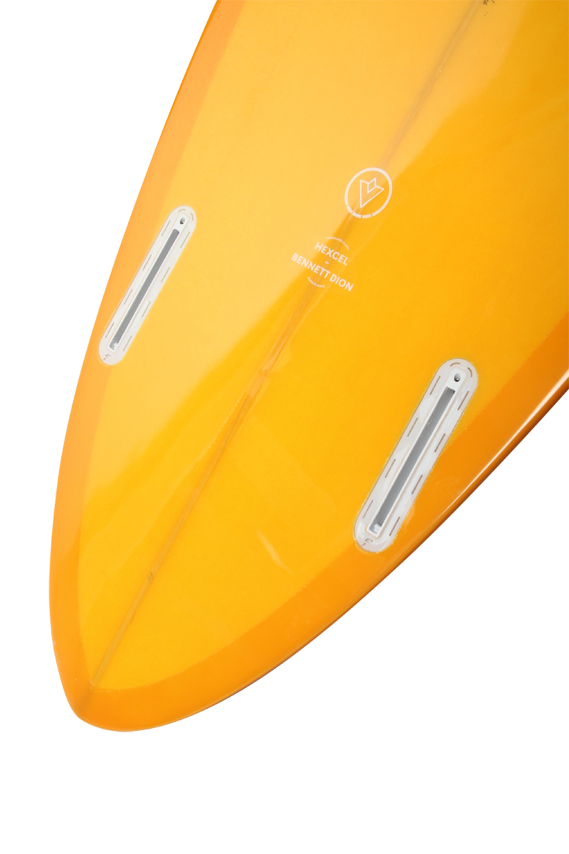 VENON Surfboards - Beaver - Mid Length Twin Pin - Double Layer Orange - Round Pin tail