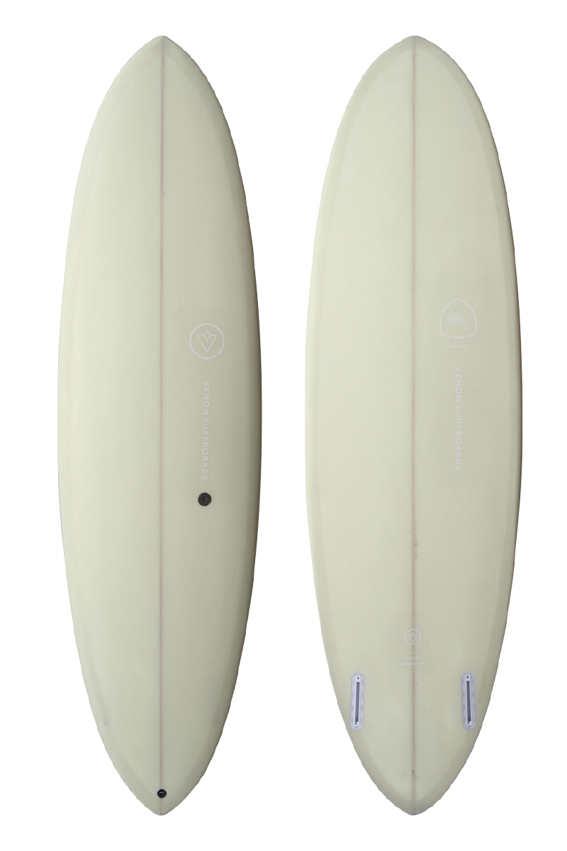 VENON Surfboards - Beaver - Mid Length Twin Pin - Pastel Beige -  Round Pin Tail