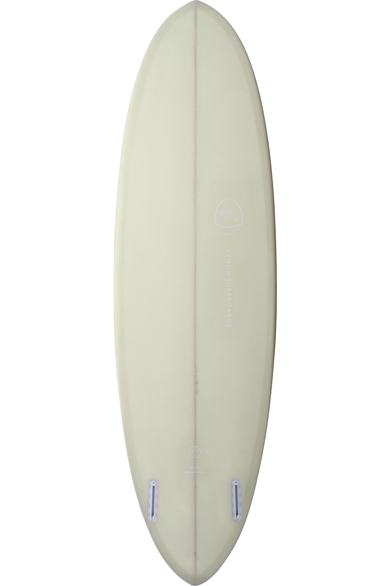 VENON Surfboards - Beaver - Mid Length Twin Pin - Pastel Beige -  Round Pin Tail