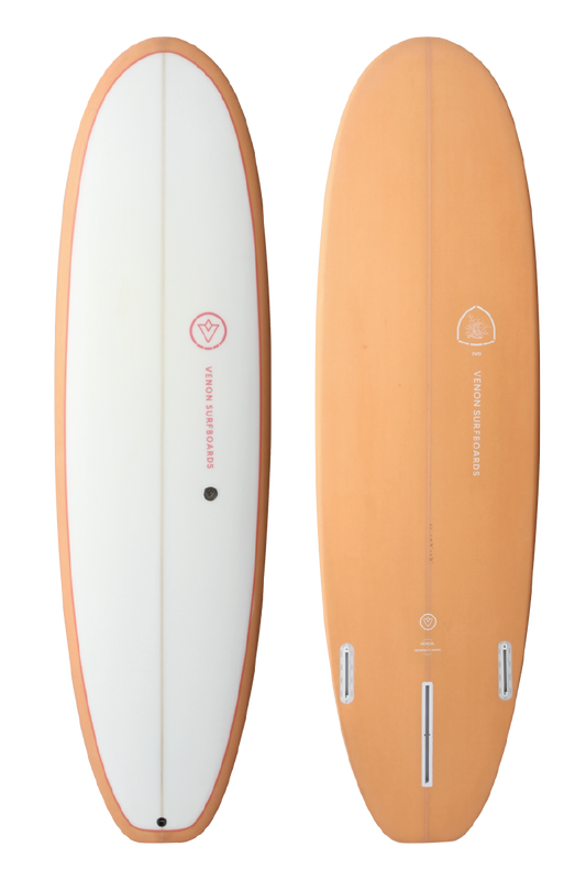 VENON Surfboards - Evo - Hybrid 2+1 Fins - White Deck Pink - Squash Tail