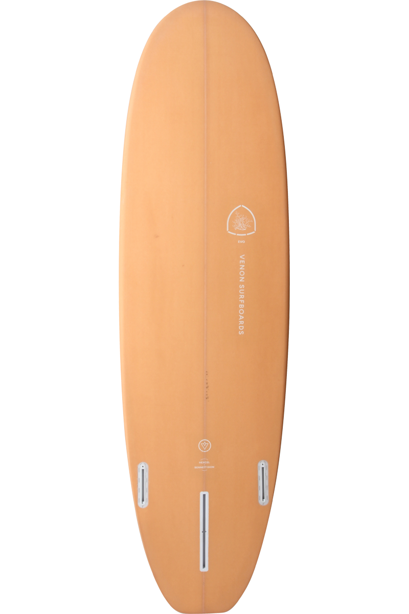 VENON Surfboards - Evo - Hybrid 2+1 Fins - White Deck Pink - Squash Tail