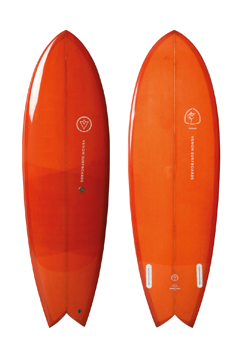 VENON Surfboards - Marlin - Retro Fish Twin - Double Layer Red - Swallow Tail