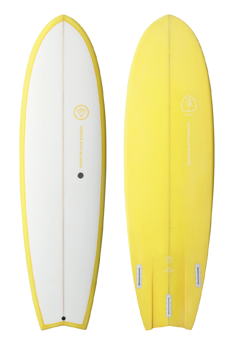 VENON Surfboards - Spectre - Hybrid Fish - White Deck Yellow - Swallow Tail