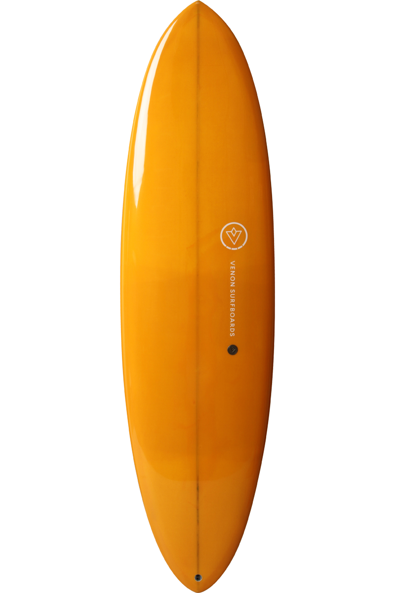 VENON Surfboards - Beaver - Mid Length Twin Pin - Double Layer Orange - Round Pin tail