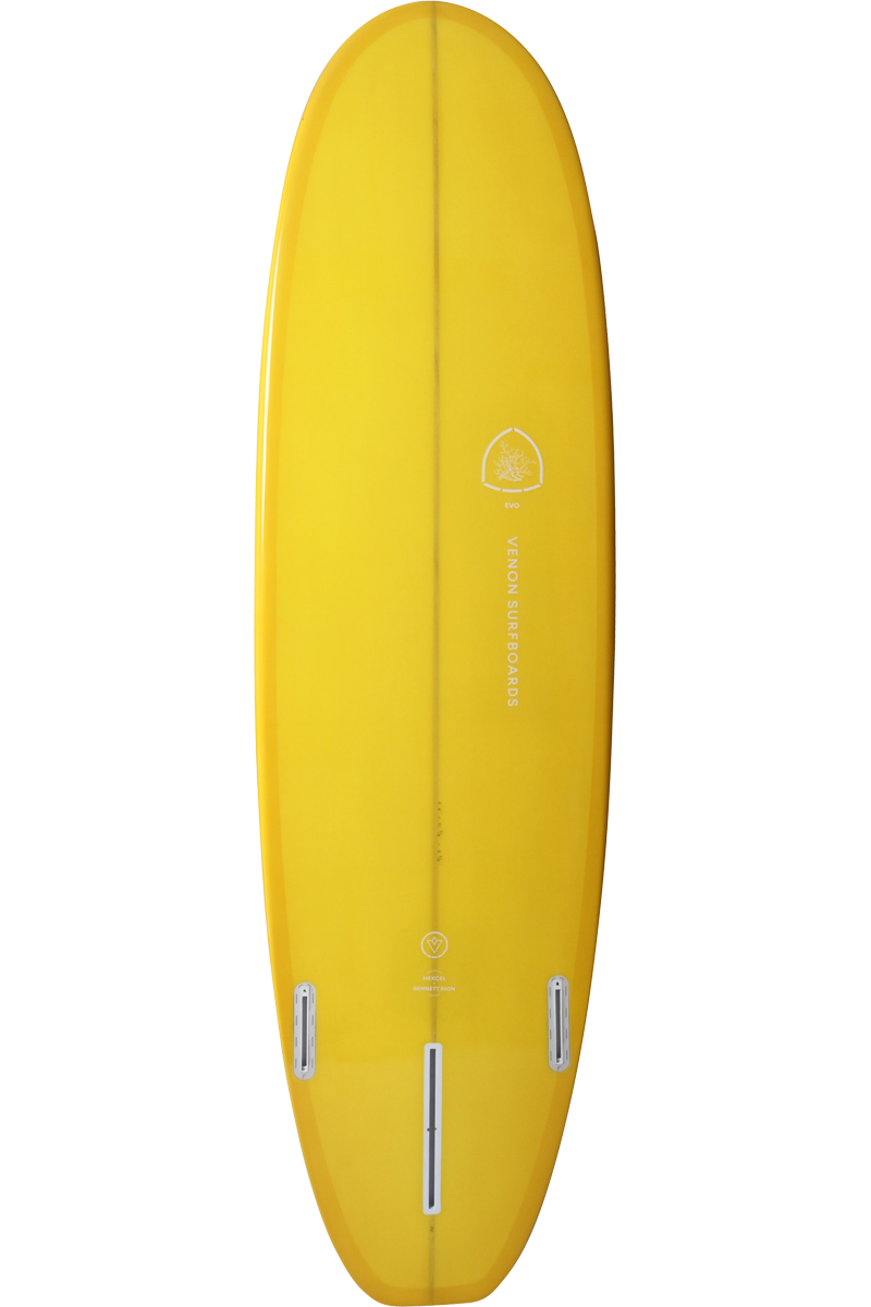 VENON Surfboards - Evo - Hydride 2+1 Fins - Double Layer Marigold - Squash Tail