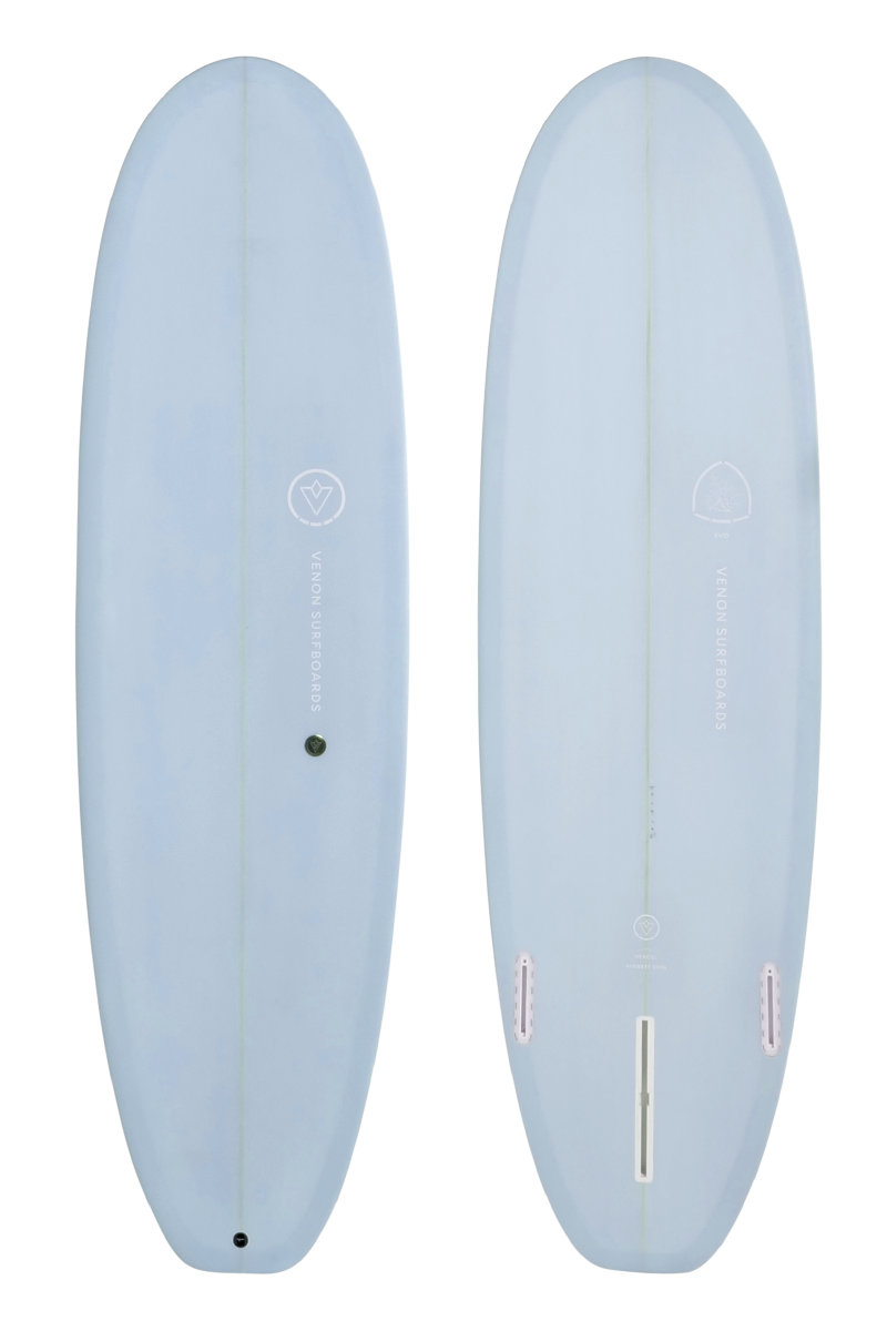 VENON Surfboards - Evo - Hybrid 2 + 1 Fins - Pastel Blue - Squash Tail