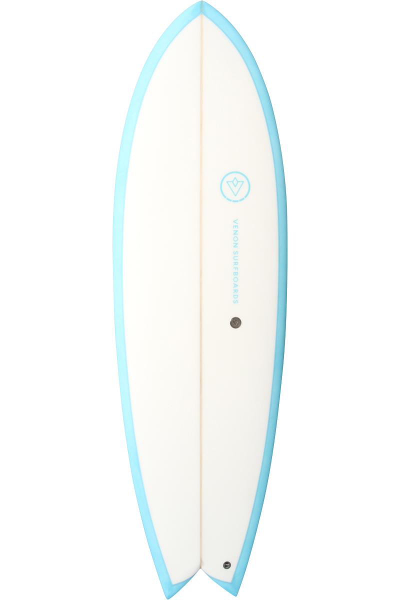 VENON Surfboards - Marlin - Retro Fish Twin - White Deck Blue - Swallow Tail