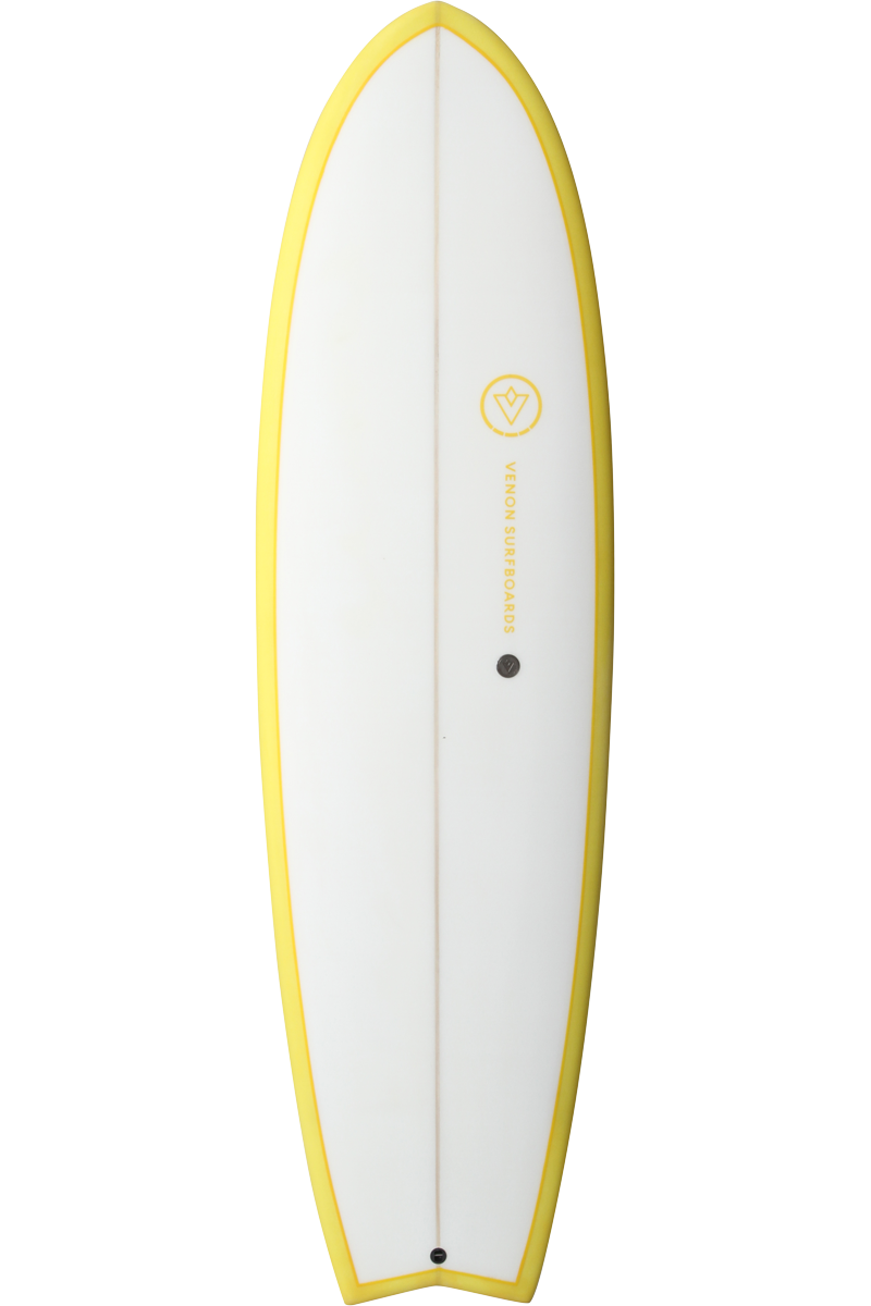 VENON Surfboards - Spectre - Hybrid Fish - White Deck Yellow - Swallow Tail