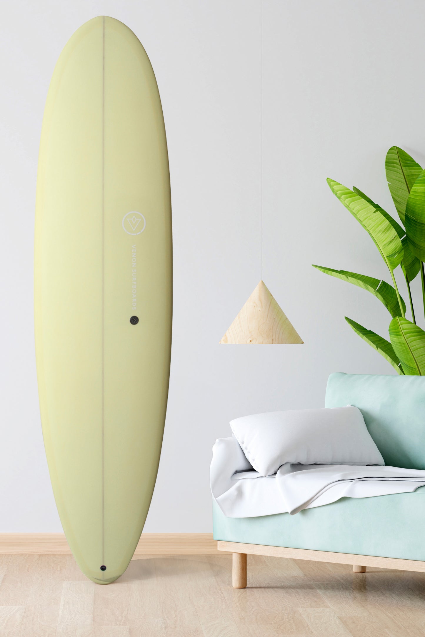 Décoration Planche de Surf - Boussole - Jaune Pastel