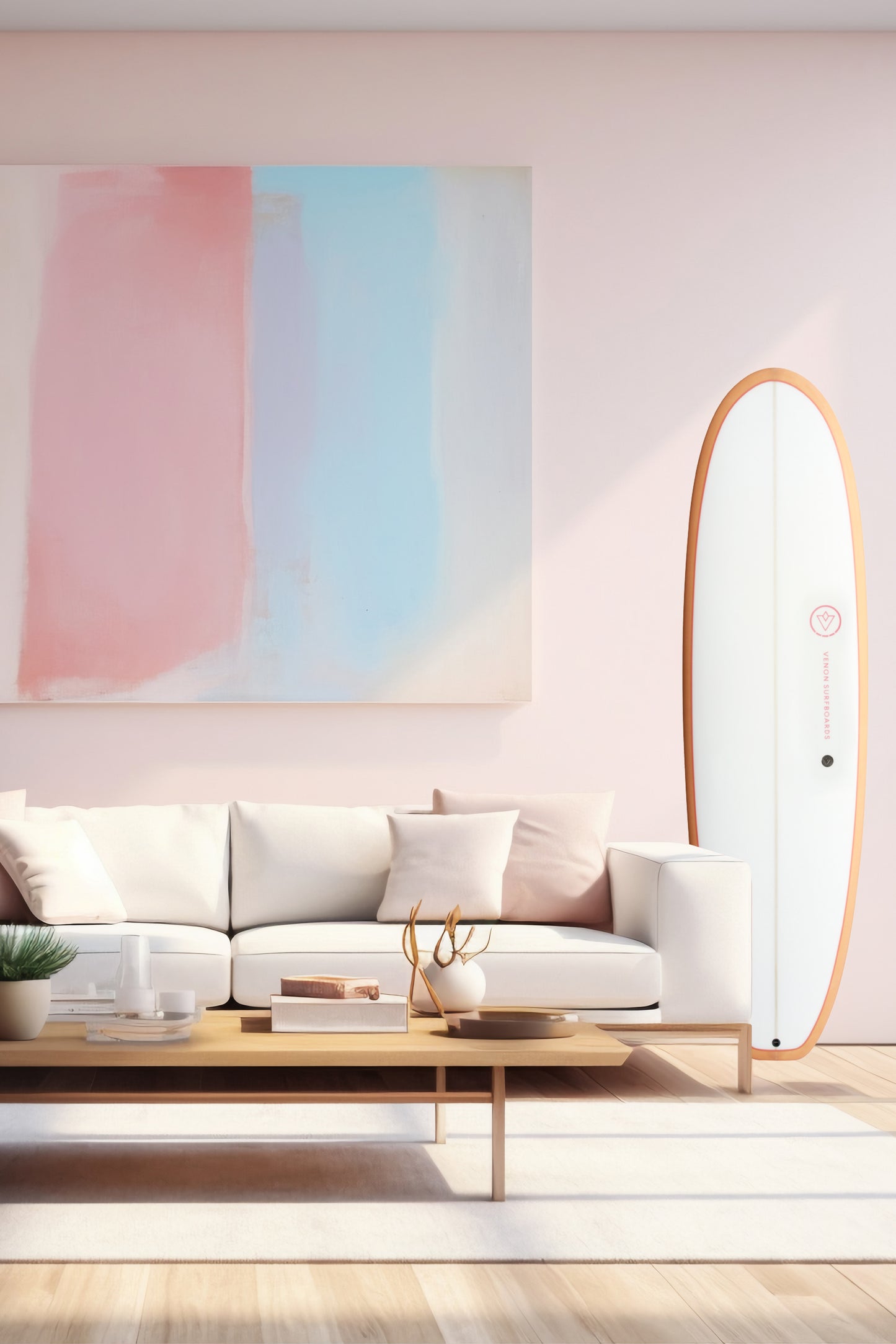 Dekoration Surfbrett – <tc>Evo</tc> – White Deck Pink