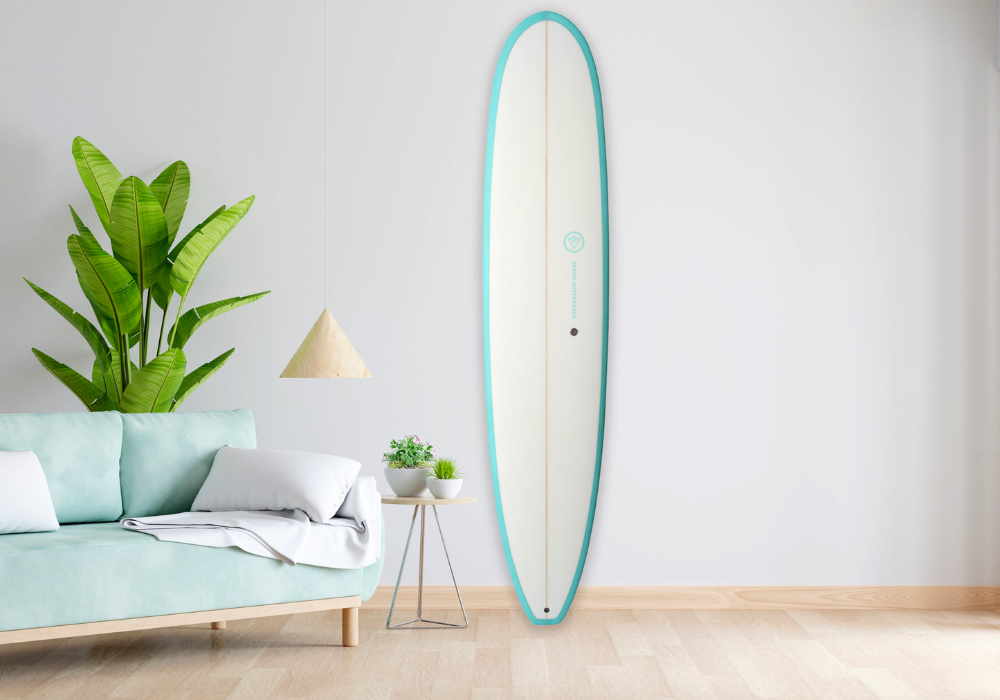 Dekoration Surfbrett – <tc>Longsoul</tc> – White Deck Teal