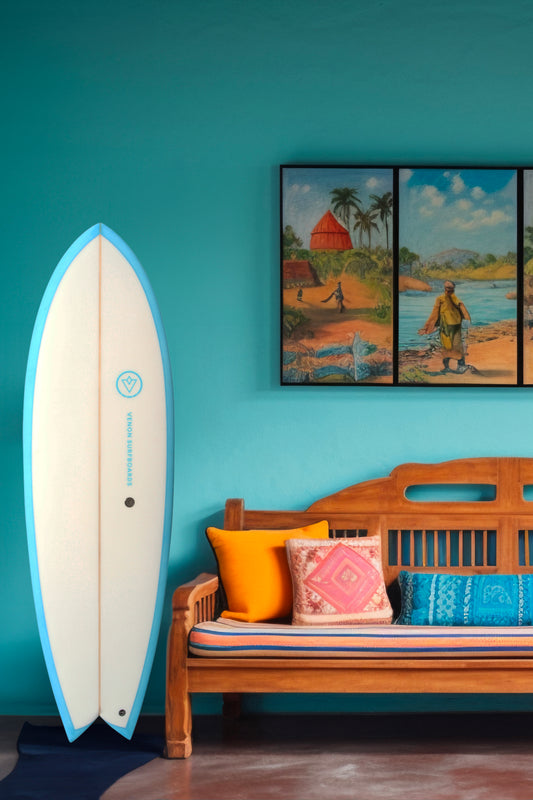 Decoration Surfboard - Marlin - White Deck Blue