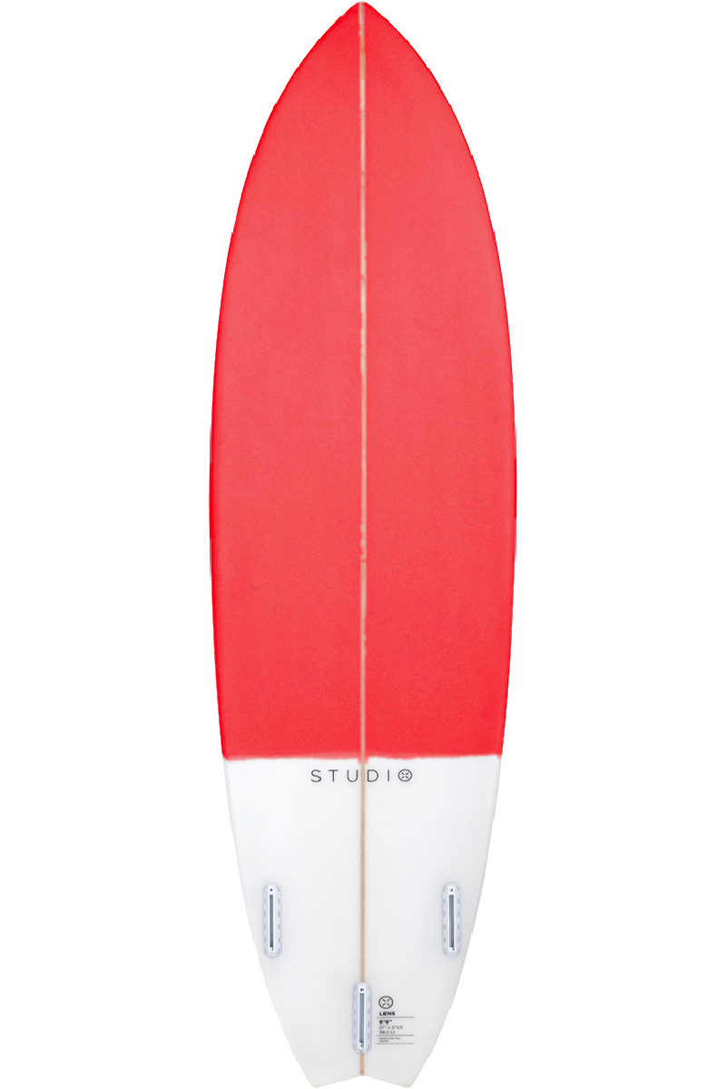 Dekoration Surfbrett – <tc>Lens</tc> 6-0 Fluro Rot/Weiß