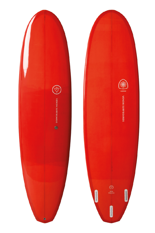 VENON Surfboards - Compass - Funboard - Double Layer  Red - Diamond Tail