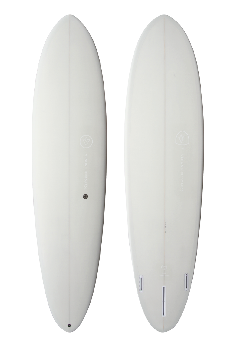 VENON Surfboards - Egg - Mid Length 2+1 - Pastel Grey - Round Pin Tail