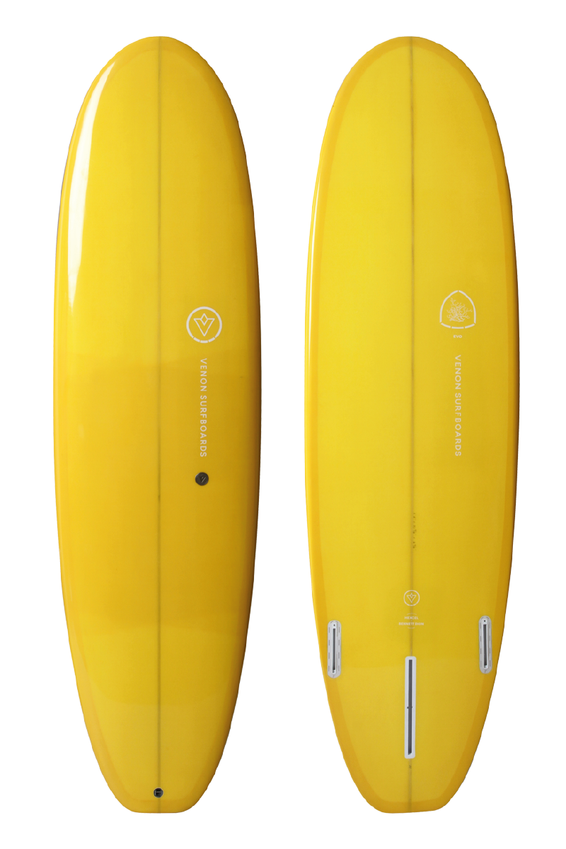VENON Surfboards - Evo - Hydride 2+1 Fins - Double Layer Marigold - Squash Tail