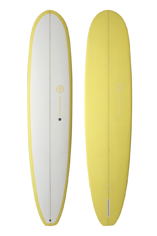 VENON Surfboards - Landmark - Longboard Noserider - White Deck Yellow - Squash Tail