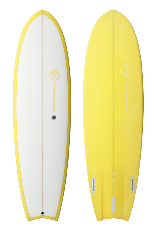 VENON Surfboards - Spectre - Hybrid Fish - White Deck Yellow - Swallow Tail