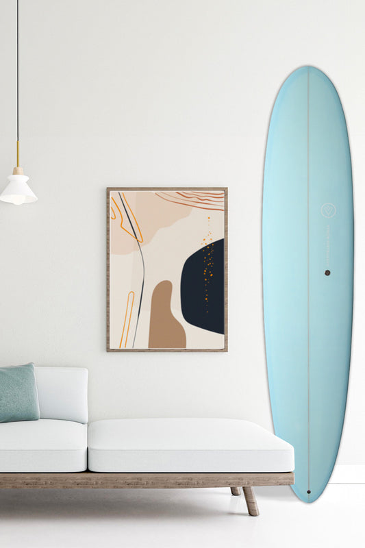Décoration Planche de Surf - Volute - Bleu Sarcelle Pastel