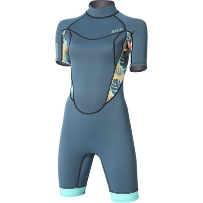 2/2 Pioneer - Zip Dos S/S Combinaison Shorty Surf Femme