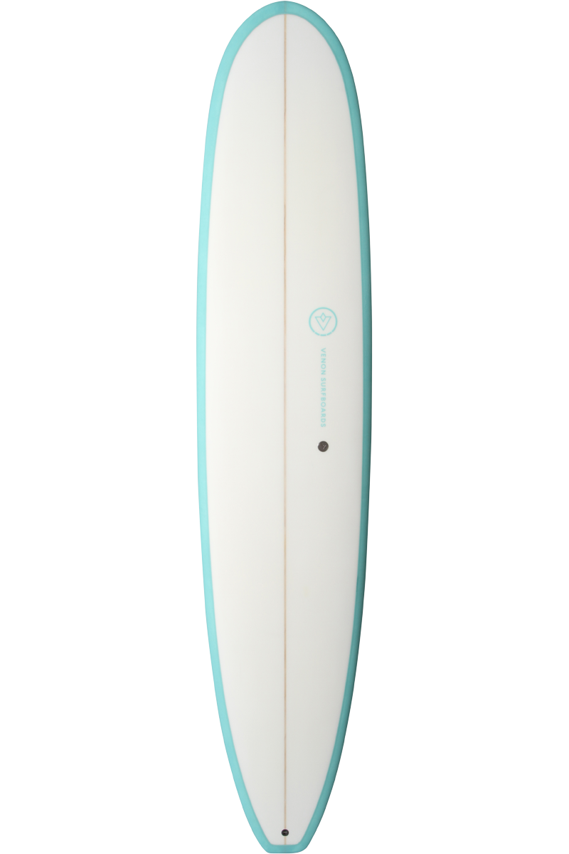 VENON Surfboards - Longsoul - Longboard Polyvalent - White Deck Teal - Squash Tail