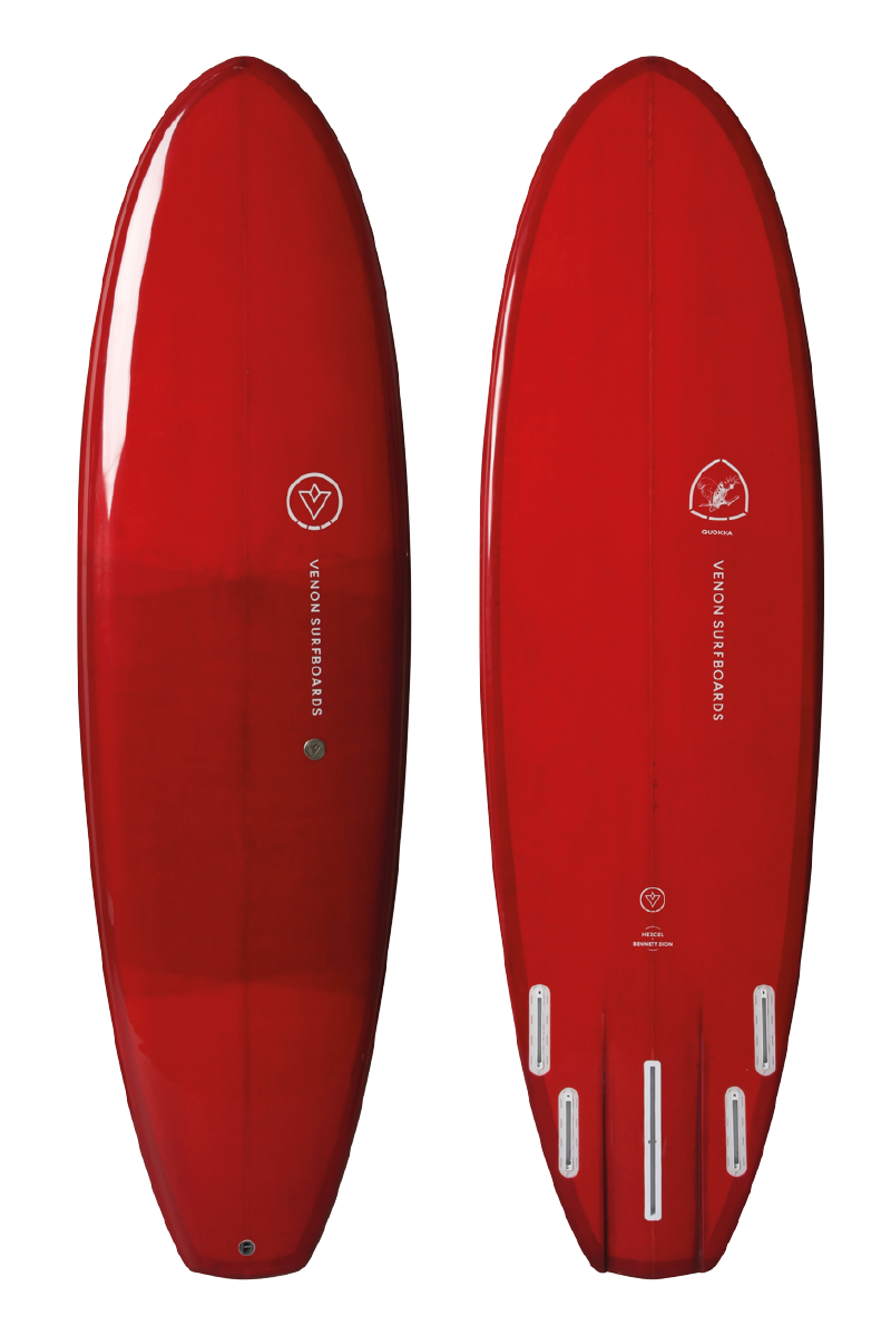 VENON Surfboards - Quokka - Hybrid 5Fins - Double Layer Wine - Squash Tail